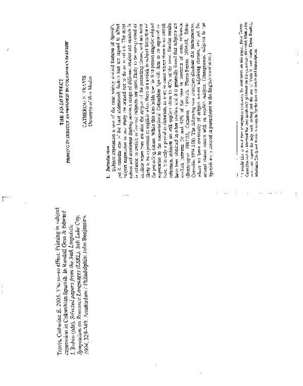 (PDF) The yo-yo effect: Priming in subject expression in Colombian Spanish