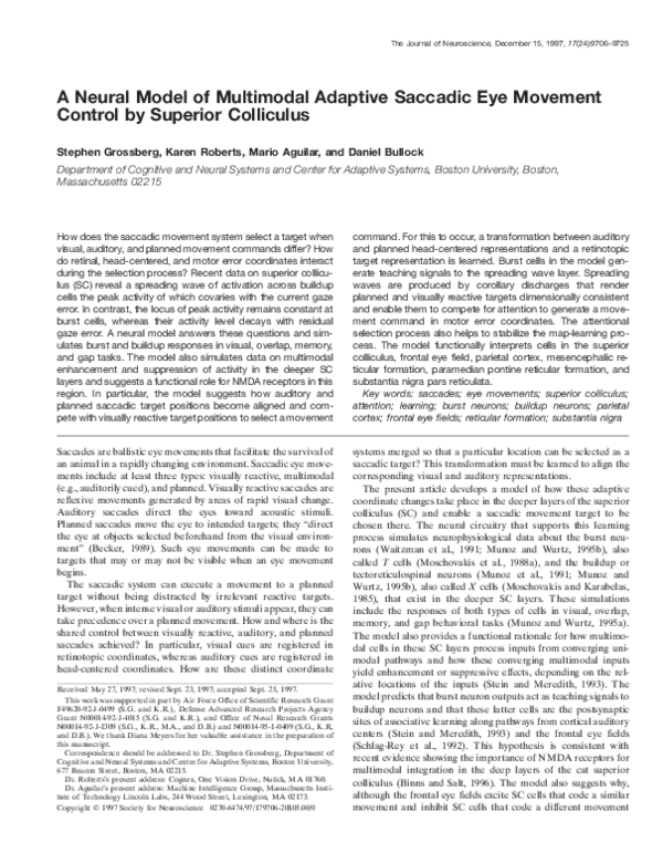 (PDF) A Neural Model of Multimodal Adaptive Saccadic Eye Movement ...