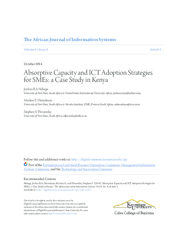 (PDF) Absorptive Capacity and ICT Adoption Strategies for SMEs: a Case ...