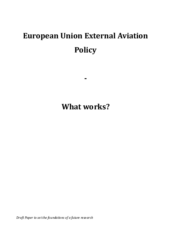 (PDF) European Union External Aviation Policy What works? Francisco