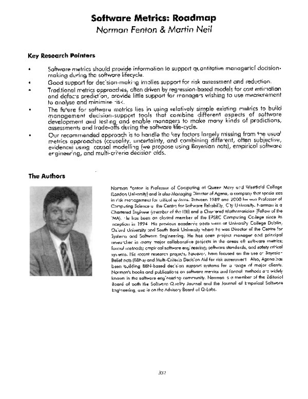 Pdf Software Metrics Roadmap Norman Fenton Academia Edu