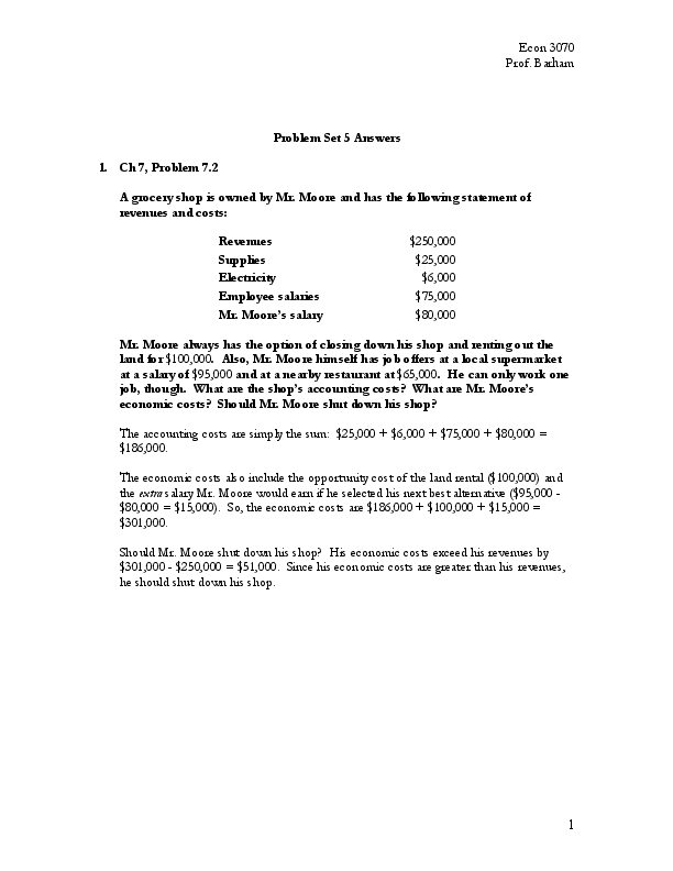 (PDF) A grocery shop is owned by Mr. Moore and has the following