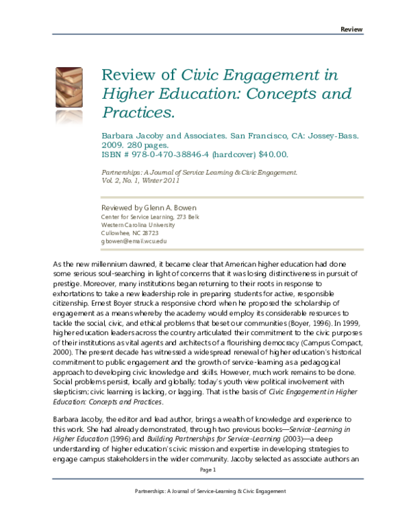 (PDF) Review of Civic Engagement and Higher Education