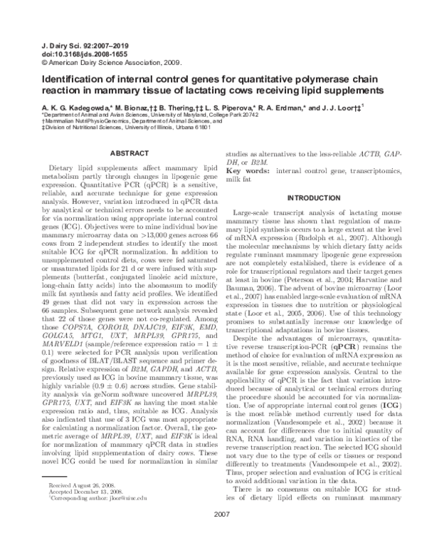 (PDF) Identification of internal control genes for quantitative ...