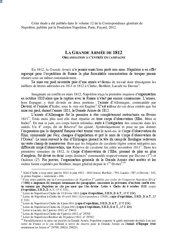 La Grande Armée de 1812, organisation à l'entrée en campagne