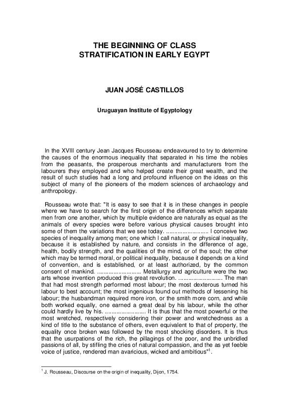 (PDF) The beginning of class stratification in early Egypt, Göttinger ...