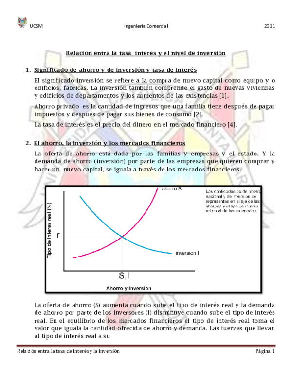 (DOC) Relación entra la tasa interés y el nivel de inversión