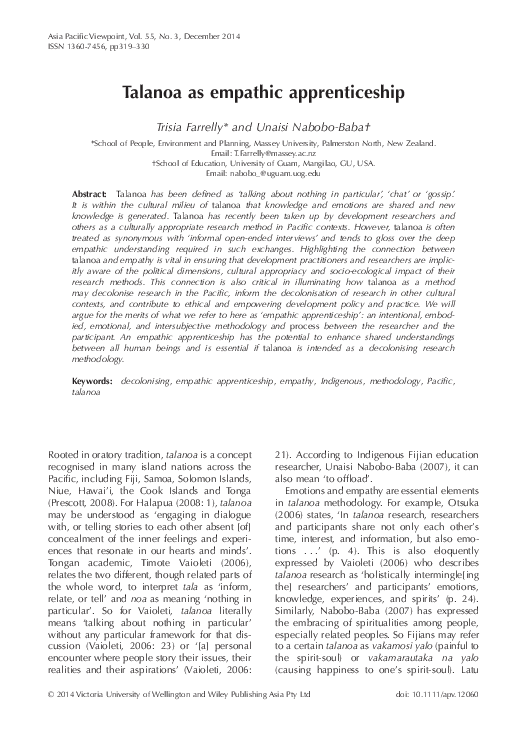 (PDF) Talanoa as empathic apprenticeship