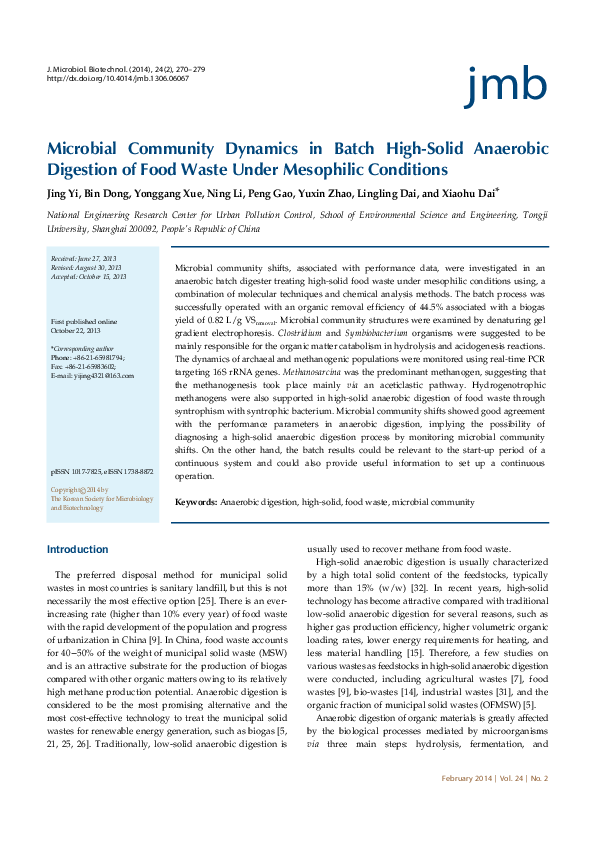 (PDF) Microbial Community Dynamics in Batch High-Solid Anaerobic ...