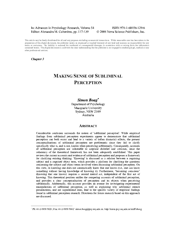 (PDF) Making sense of subliminal perception