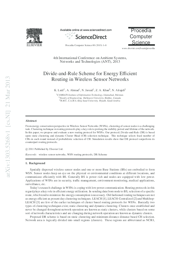 (PDF) Divide-and-Rule Scheme for Energy Efficient Routing in Wireless ...