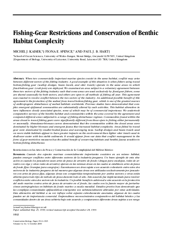 (PDF) FishingGear Restrictions and Conservation of Benthic Habitat