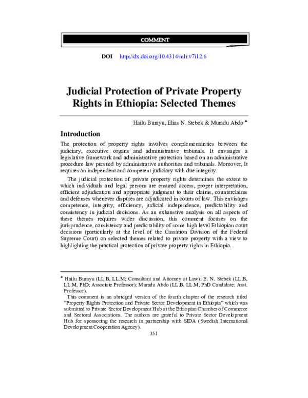 (PDF) Judicial Protection of Private Property Rights in Ethiopia