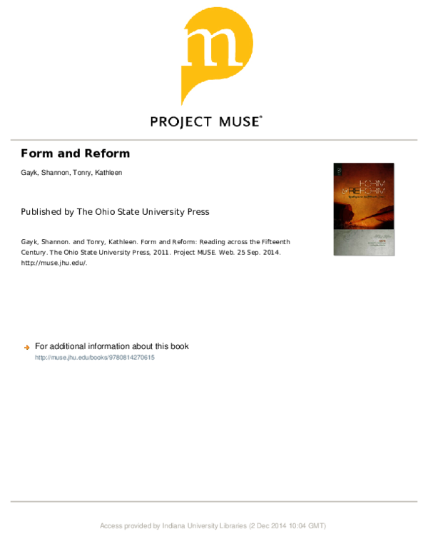 “‘Ete this book’: Literary Consumption and Poetic Invention in Capgrave’s Life of St. Katherine.” In Form and Reform: Reading Across the Fifteenth Century, 88-109. Columbus, OH: The Ohio State University Press, 2011.