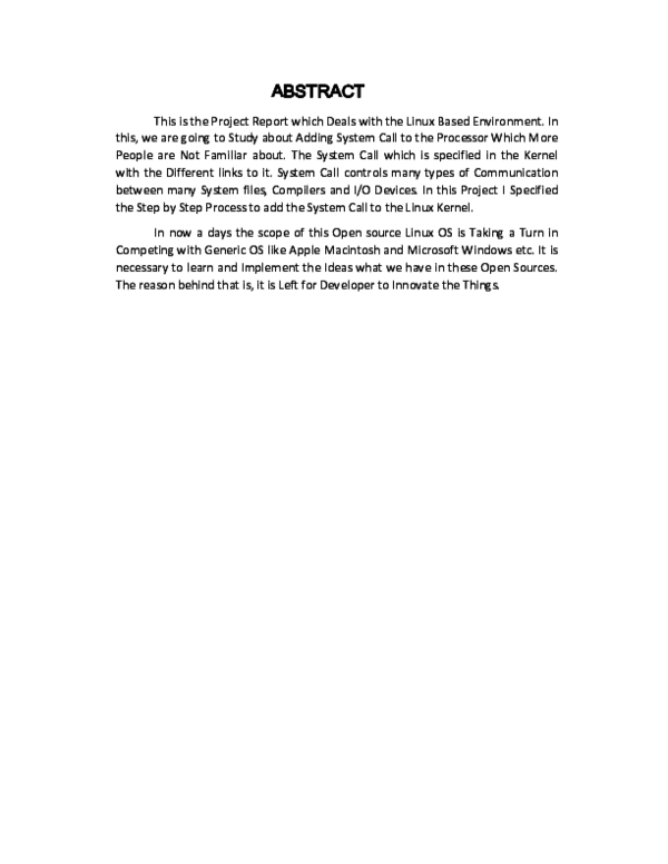 (PDF) Adding Syscall To the Linux Kernel