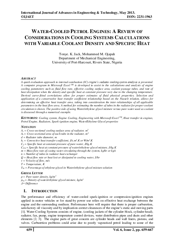 (PDF) WATERCOOLED PETROL ENGINES A REVIEW OF CONSIDERATIONS IN