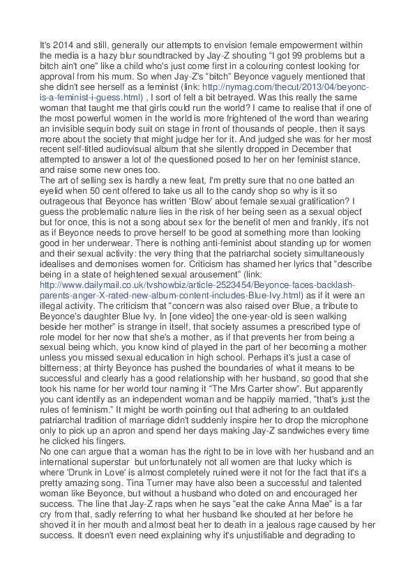 (DOC) BEYONCE FEMINISM