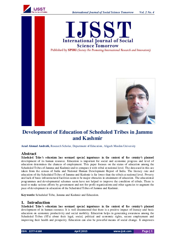 (PDF) Educational Development of Tribals of Jammu and Kashmir