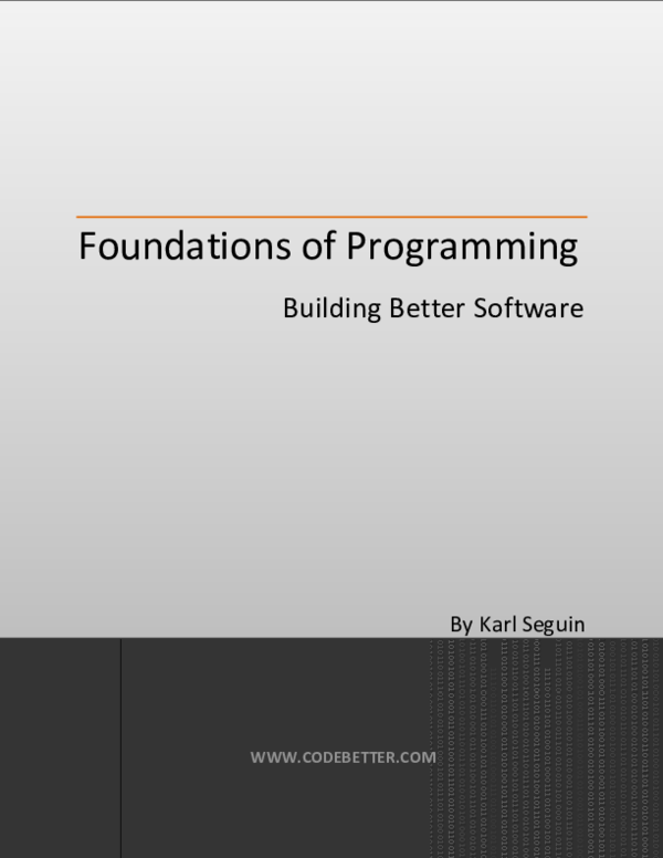 (PDF) Foundations of Programming by Karl Seguin