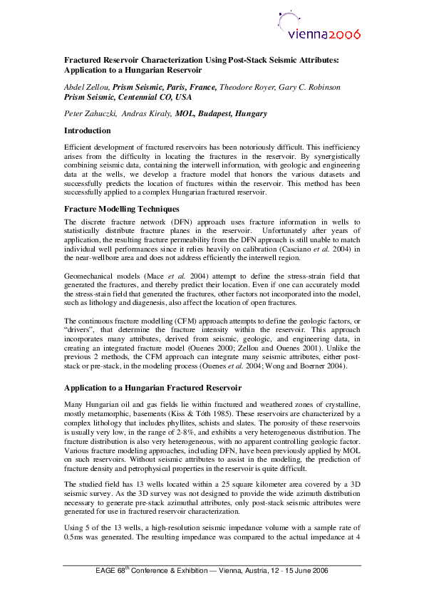 (PDF) Fractured Reservoir Characterization Using Post-Stack Seismic ...