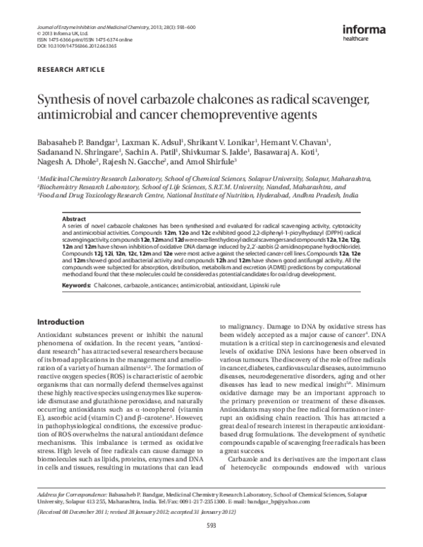(PDF) Synthesis of novel carbazole chalcones as radical scavenger ...
