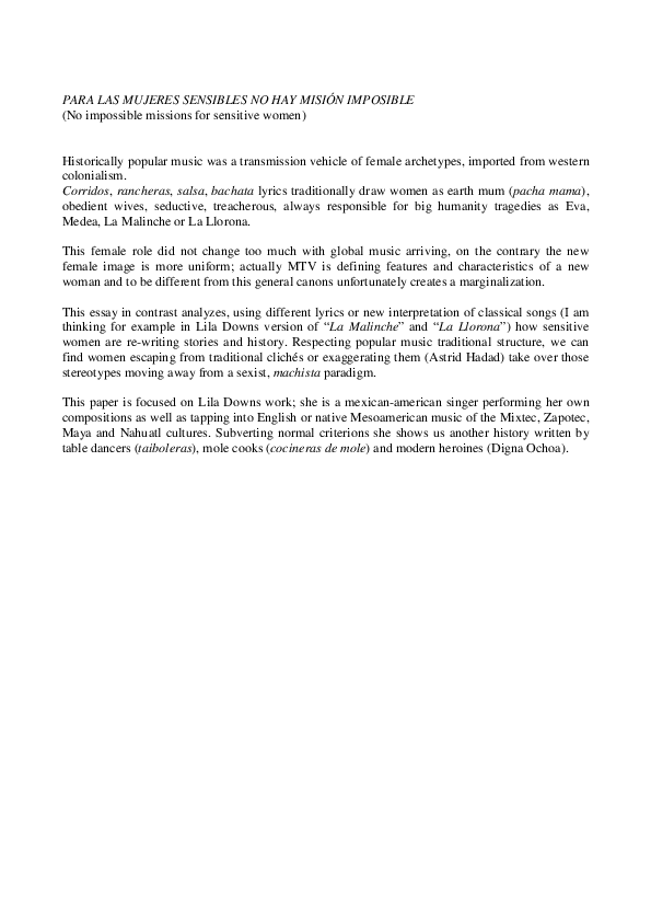 Pdf Para Las Mujeres Sensibles No Hay Mision Imposible Marco Valesi Academia Edu academia edu