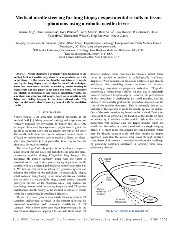 (PDF) Medical needle steering for lung biopsy Experimental results in