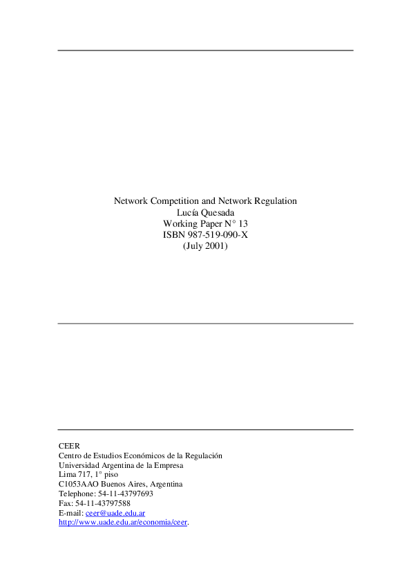 (PDF) Network Competition and Network Regulation