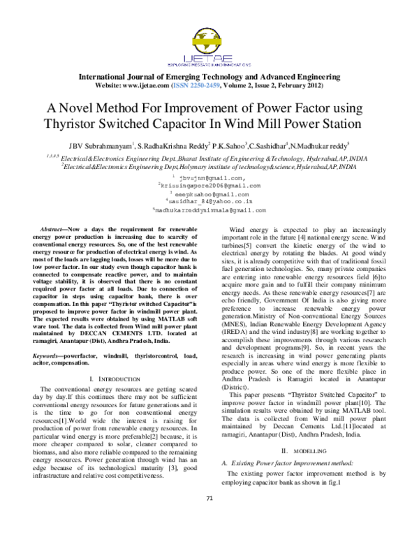 (PDF) Method For Improvement of Power Factor using Thyristor Switched ...