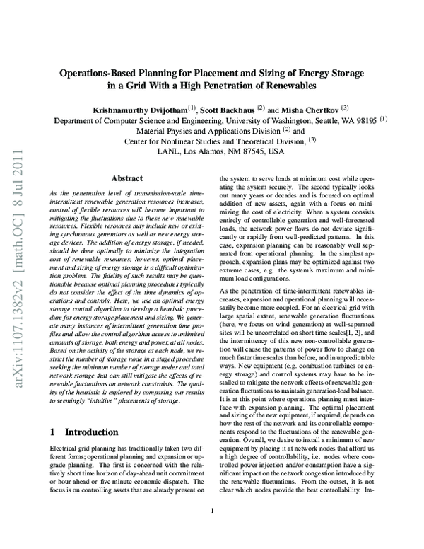 (PDF) Operations-Based Planning for Placement and Sizing of Energy ...
