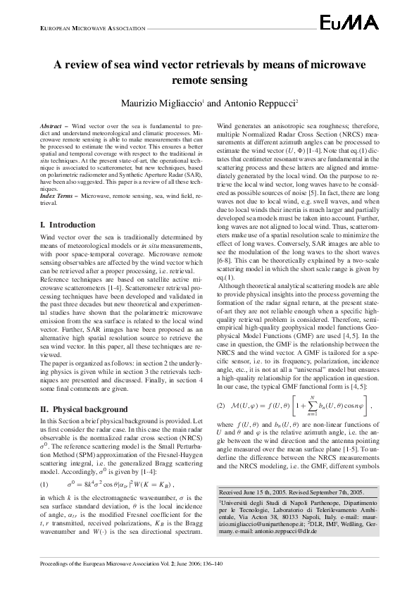 (PDF) A review of sea wind vector retrievals by means of microwave ...