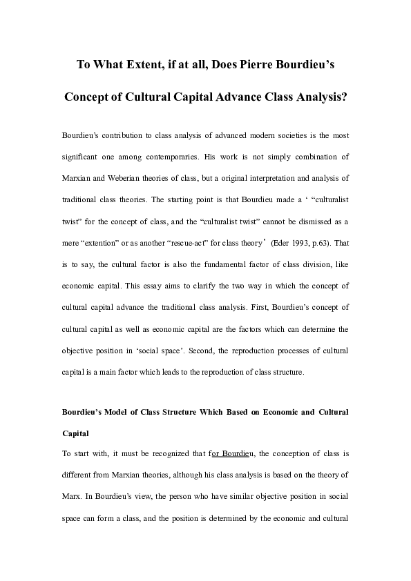 Bourdieu essay image