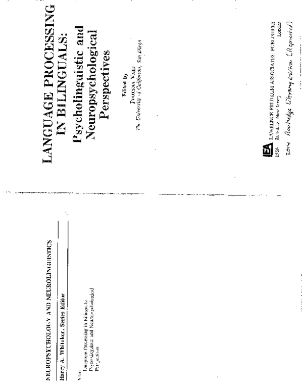 (PDF) Language Processing In Bilinguals: Psycholinguistic and ...