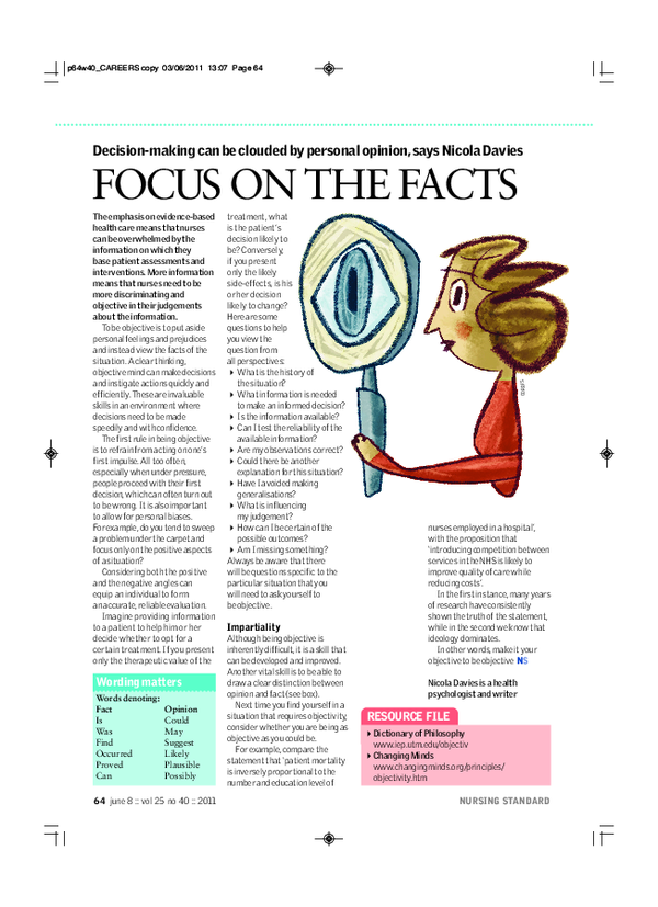 (PDF) Objectivity: Focus on the Facts