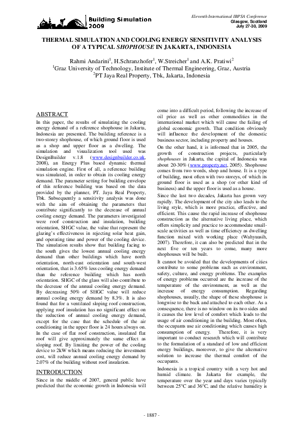 (PDF) THERMAL SIMULATION AND COOLING ENERGY SENSITIVITY ANALYSIS OF A ...