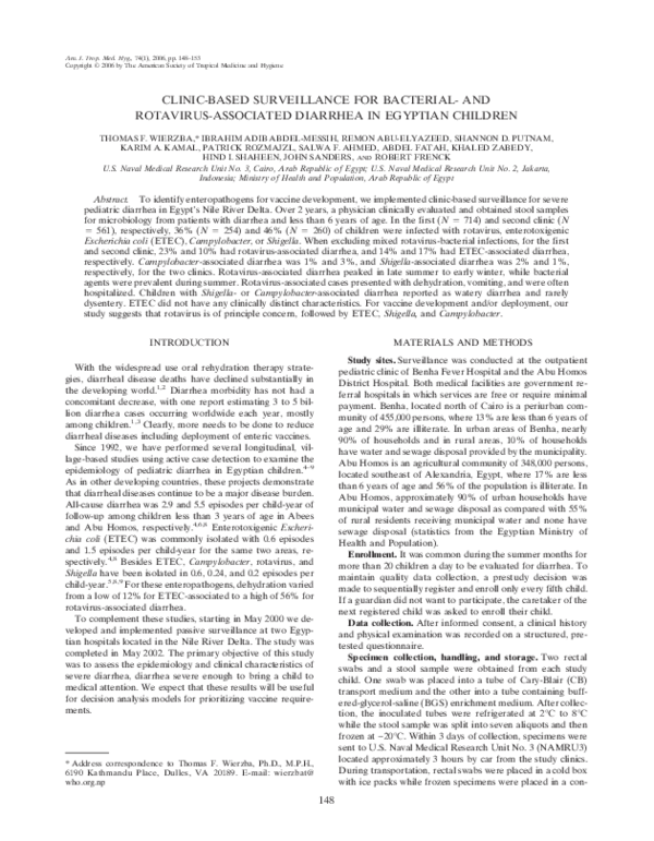 (PDF) CLINICBASED SURVEILLANCE FOR BACTERIAL AND ROTAVIRUSASSOCIATED