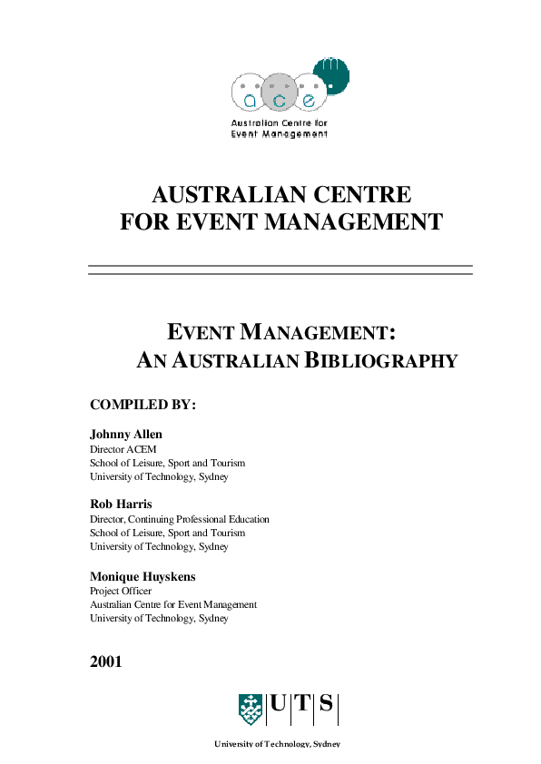 (PDF) AUSTRALIAN CENTRE FOR EVENT MANAGEMENT EVENT MANAGEMENT: AN ...