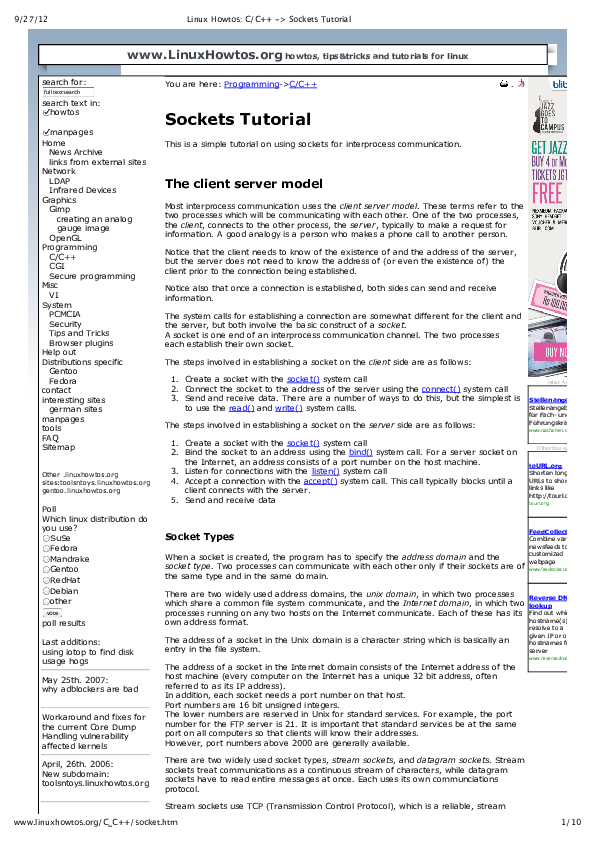 (PDF) Linux Howtos C/C++ > Sockets Tutorial i wayan ade saputra