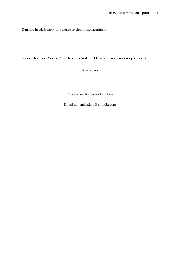 (DOC) Using ‘History of Science’ as a teaching tool to address students