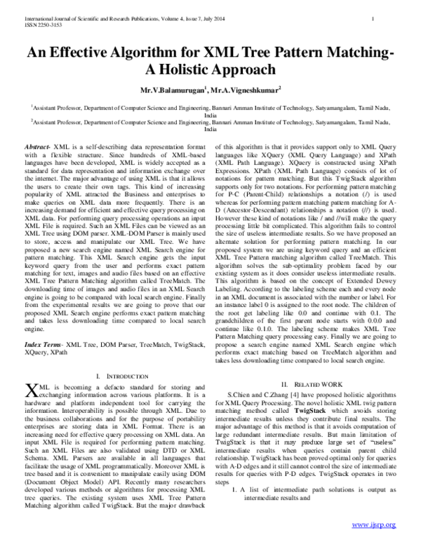(PDF) An Effective Algorithm for XML Tree Pattern MatchingA Holistic ...
