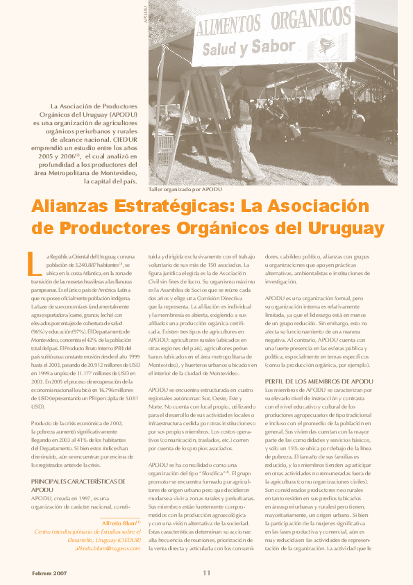 (PDF) Alianzas Estratégicas La Asociación de Productores Orgánicos del