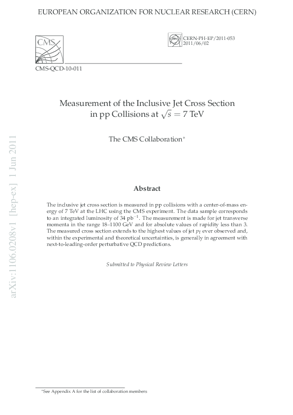 (PDF) Measurement of the Inclusive Jet Cross Section in pp Collisions ...