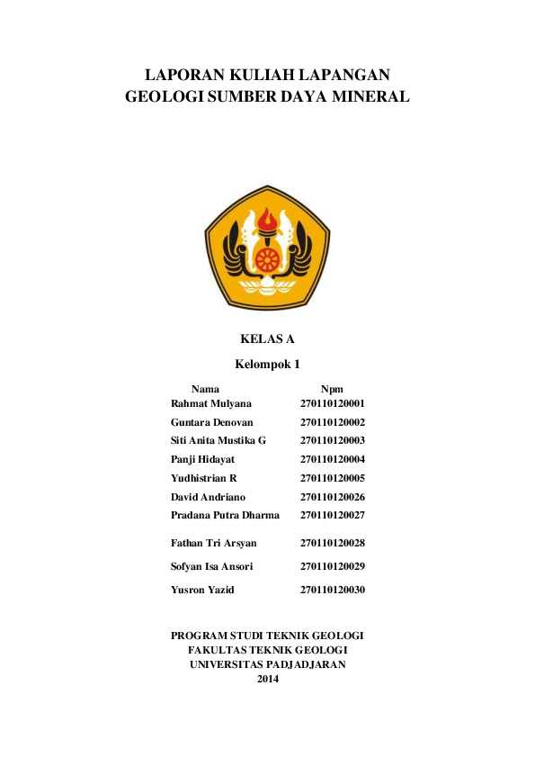 Doc Format Laporan Kuliah Lapangan Geologi Sumber Daya Mineral David Andriano Academia Edu