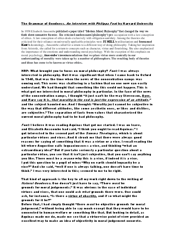 (DOC) The Grammar of Goodness. An Interview with Philippa Foot by ...
