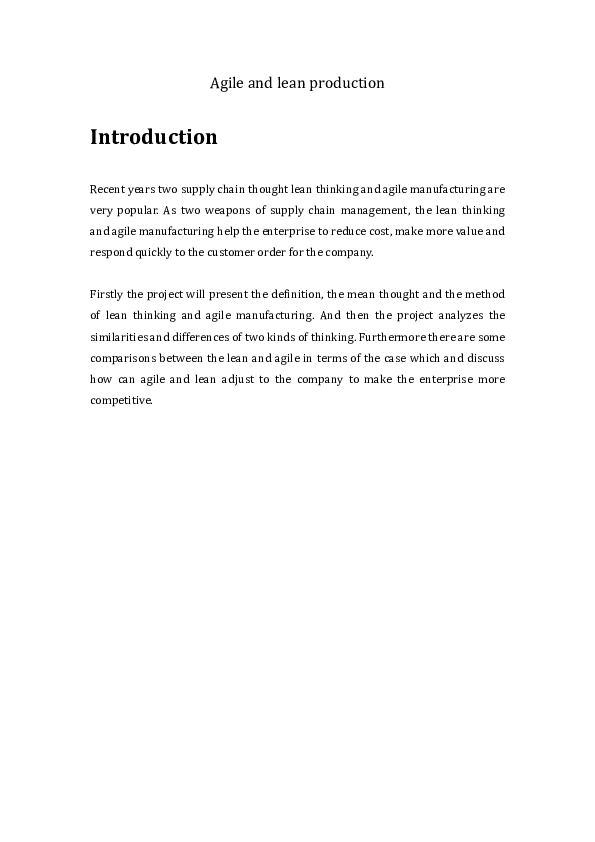 (DOC) Agile and lean production Introduction
