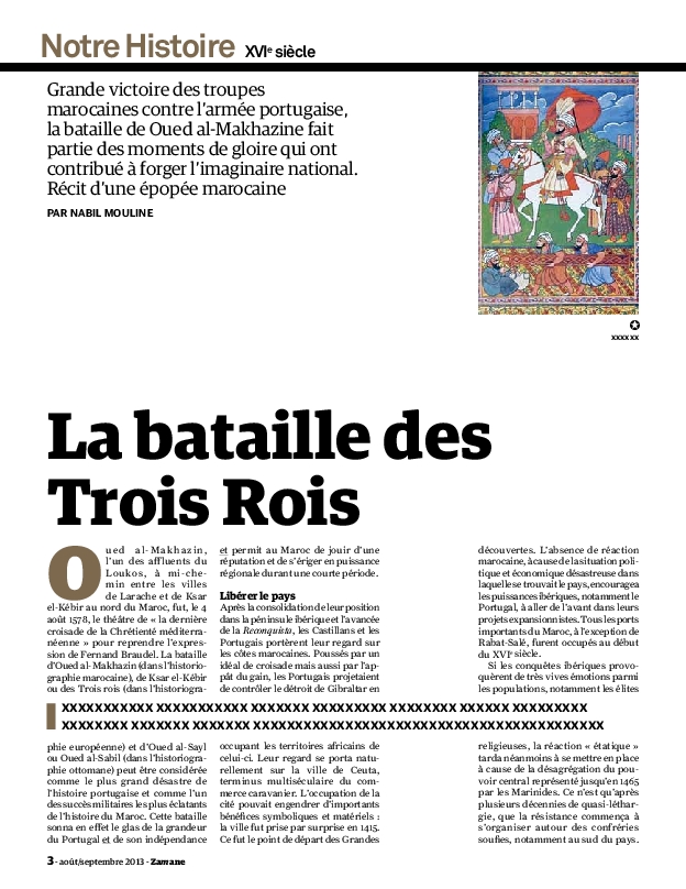 (PDF) La bataille des trois rois (Oued alMakhazin) et l'imaginaire