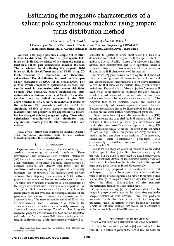 (PDF) Estimating the magnetic characteristics of a salient pole ...
