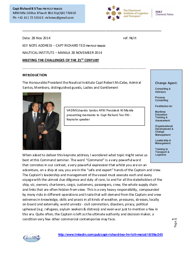 (PDF) Meeting the Challenges of the 21st Century