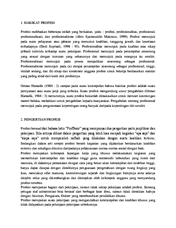 Doc Hakikat Profesi Wilda Malinda Academia Edu