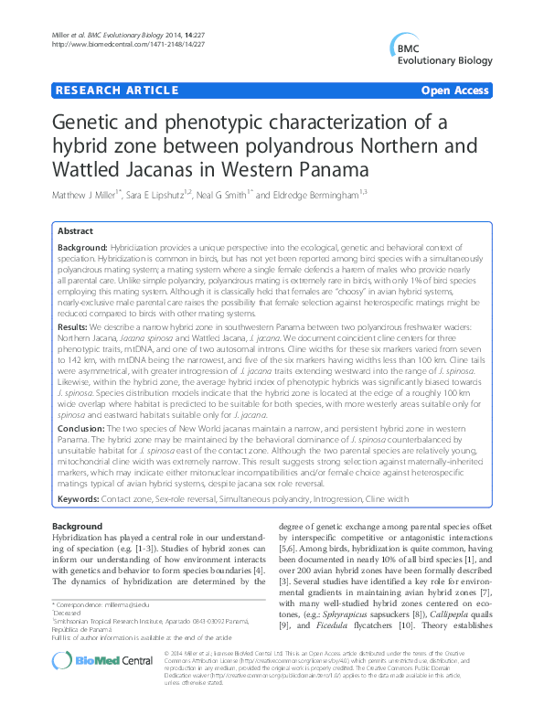 (PDF) Genetic and phenotypic characterization of a hybrid zone between ...